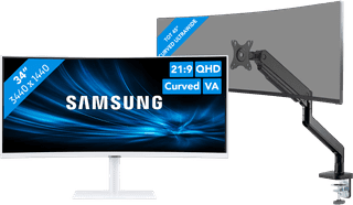 Samsung ViewFinity S6 LS34C650TAUXEN + BlueBuilt Monitorarm voor 1 Ultrawide Monitor