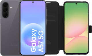 Samsung Galaxy A57 256GB Grijs 5G + BlueBuilt Book Case Zwart