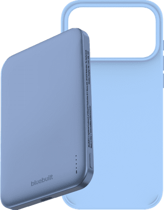 BlueBuilt MagSafe Hoesje iPhone 18 Pro Max Lichtblauw + Powerbank 5.000 mAh Blauw