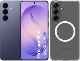 Samsung Galaxy S26 Plus 256GB Donkerblauw 5G +BlueBuilt Back Cover met Magneet Transparant