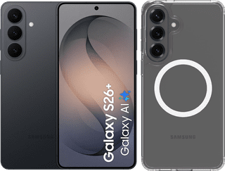 Samsung Galaxy S26 Plus 256GB Zwart 5G + BlueBuilt Back Cover met Magneet Transparant