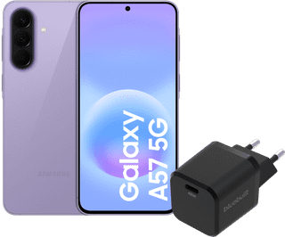 Samsung Galaxy A57 256GB Paars 5G + BlueBuilt Oplader met Usb C Poort 45W Zwart