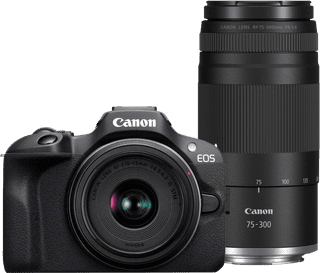 Canon EOS R100 Zwart + RF-S 18-45mm f/4.5-6.3 IS STM + RF 75-300mm f/4-5.6