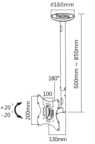 Neomounts FPMA-C060BLACK TV Plafondsteun Zwart