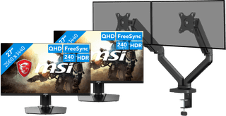 MSI MAG 271QPX QD-OLED Duo Pack + BlueBuilt Monitorarm Mechanische Veer voor 2 Monitoren