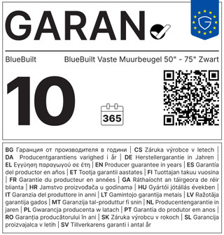 BlueBuilt Vaste Muurbeugel 50" - 75" Zwart