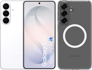 Samsung Galaxy S26 Plus 256GB Wit 5G + BlueBuilt Back Cover met Magneet Transparant