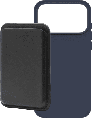 BlueBuilt MagSafe Hoesje iPhone 18 Pro Max Blauw + Kaarthouder Leer Zwart