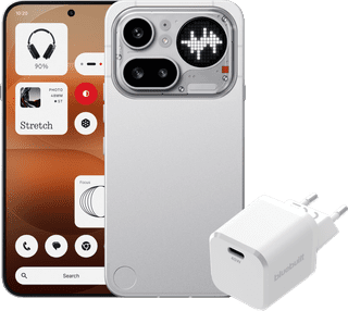 Nothing Phone (4a) Pro 256GB Zilver 5G + BlueBuilt Oplader met Usb C Poort 45W Wit