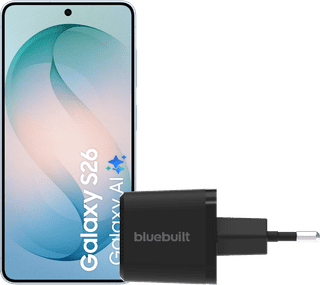 Samsung Galaxy S26 512GB Lichtblauw 5G + BlueBuilt Oplader 45 Watt Zwart