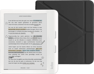 Kobo Libra Colour Wit + BlueBuilt Book Case Zwart