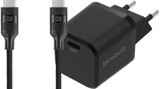 BlueBuilt Power Delivery Oplader 20W + Usb C Kabel 1,5m Nylon Zwart