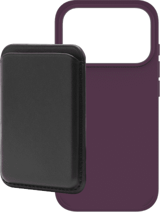 BlueBuilt MagSafe Hoesje iPhone 18 Pro Rood + Kaarthouder Leer Zwart
