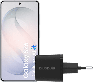 Samsung Galaxy S26 512GB Wit 5G + BlueBuilt Oplader 45 Watt Zwart