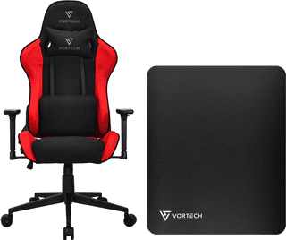 Vortech Essential Gamestoel Rood + Vortech Vloermat Zwart