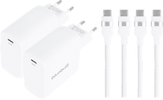 BlueBuilt 100W GaN USB-C Charger White + USB-C cable 240W 2m Nylon White Duo Pack