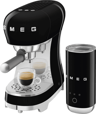 SMEG ECF12BLEU Zwart + melkopschuimer