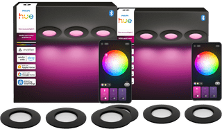 Philips Hue Inbouwspot Slim 6-Pack - White and Color - 90mm - Zwart