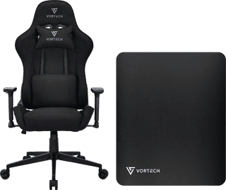Vortech Essential Gamestoel Zwart + Vortech Vloermat Zwart