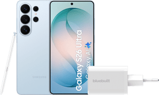 Samsung Galaxy S26 Ultra 256GB Lichtblauw 5G + BlueBuilt Oplader 65 Watt Wit