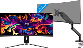 MSI MAG 341CQP QD-OLED + BlueBuilt Monitorarm Gasveer voor 1 Monitor