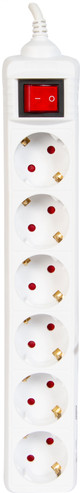 Veripart Power Strip 6-way 3m White Main Image