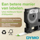 DYMO Duurzame D1 Tape 12 mm x 5,5 m Zwart Wit Label detail