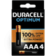 Duracell Alkaline Optimum AAA batteries 4 units Main Image