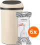 Brabantia Touch Bin 60 Liter Soft Beige + Vuilniszakken (120 stuks) Main Image