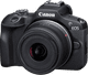 Canon EOS R100 Black + RF-S 18-45mm f/4.5-6.3 IS STM right side