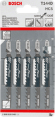 Bosch Jigsaw Blade T144 D Speed for Wood 5x packaging