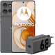 Motorola Edge 50 512GB Grijs 5G + Motorola Oplader 68W Zwart + Usb C Kabel 1m Zwart Main Image