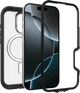 OtterBox Defender XT iPhone 16 Pro Back Cover with MagSafe Magnet Transparent Black Belt left side