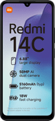 Redmi 14C 128GB Black 4G + BlueBuilt Charger with USB-A Port 18W Black front