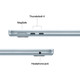 Apple MacBook Air 13 Pouces (2025) M4 (CPU 10 Cœurs/GPU 10 Cœurs) 16 Go/512 Go Bleu Ciel AZERTY visuel fournisseur