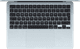 Apple MacBook Air 13 Pouces (2025) M4 (CPU 10 Cœurs/GPU 10 Cœurs) 16 Go/512 Go Bleu Ciel AZERTY dessus