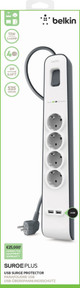 Belkin Surge Protector 4 Outlet 2 meters 2x usb packaging